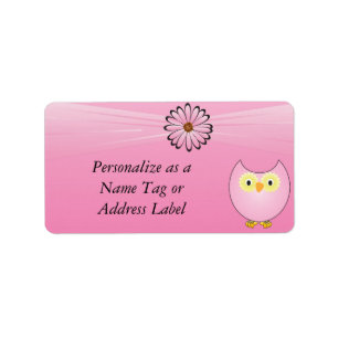 Süße rosa Eule Adressaufkleber