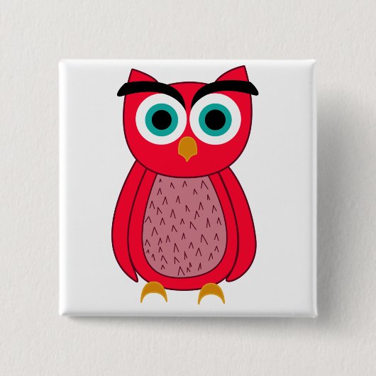 Süße rosa Eulenillustration Button (Vorderseite)