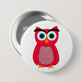 Süße rosa Eulenillustration Button (Vorne & Hinten)