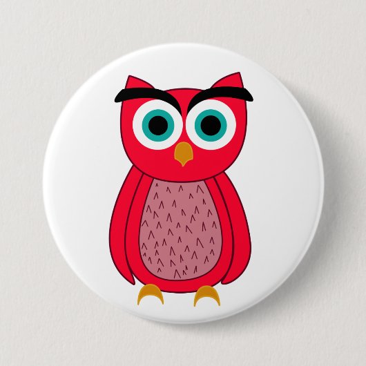 Süße rosa Eulenillustration Button (Vorderseite)