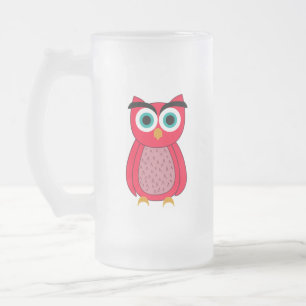 Süße rosa Eulenillustration Mattglas Bierglas