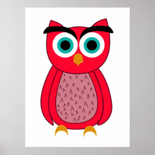 Süße rosa Eulenillustration Poster
