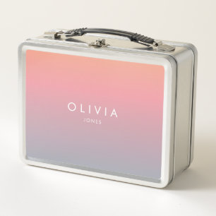 Süße rosa farbenfrohe Ombre Personalisierter Name Metall Brotdose