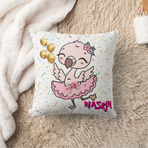 Süße rosa Flamingo-Ballerina   Kissen