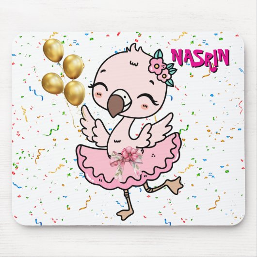 Süße rosa Flamingo-Ballerina Mousepad (Vorne)