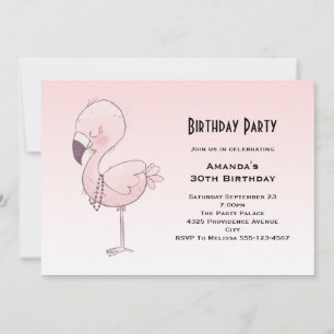 Süße rosa Flamingo-Illustration zum Geburtstag Einladung