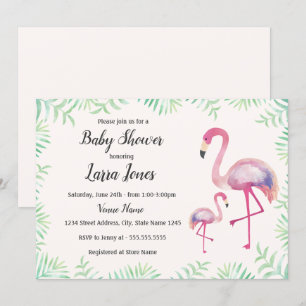 Süße rosa Flamingo Mädchen Baby Shower Einladung