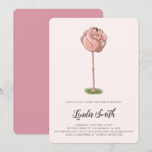 Süße rosa Flamingo Mädchen Babyparty Einladung