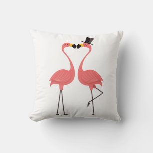Süße rosa Flamingos lieben tropische Hochzeitssträ Kissen