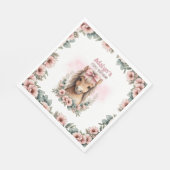 Süße rosa florale Pferd 1. Geburtstag Serviette (Ecke)
