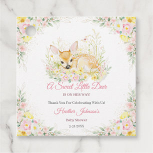 Süße rosa florale Reh-Baby-Party Geschenkanhänger