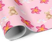 Süße rosa florale Sternmuster-Wrap-Papier | Ae Geschenkpapier (Rolleneckpunkt)