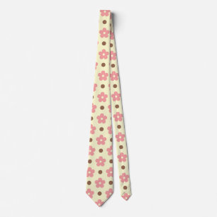 Süße rosa florale und braune gepunktete Retro-Must Krawatte