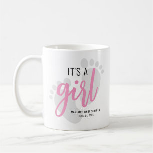 Süße rosa Fußspuren Es ist ein Mädchen Baby-Party Kaffeetasse