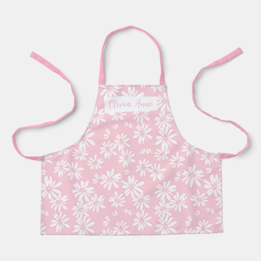 Süße rosa Gänseblümchen Schürze für Mädchen (Vorderseite)