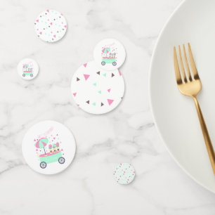 Süße rosa Geburtstagsfeier am Eisstand Konfetti