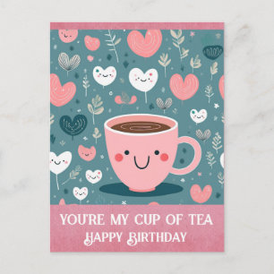 Süße rosa Geburtstagsgrüße, du bist meine Tasse Te Postkarte