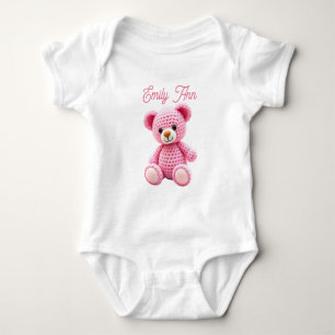Süße rosa gehäkelt personalisierte Baby-Mädchen- Baby Strampler