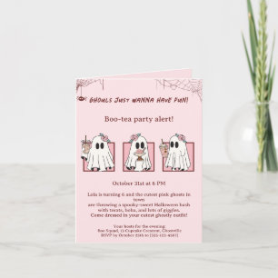 Süße rosa Geister Halloween-Party-Einladung Kawaii Einladung