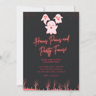 Süße rosa Geister Halloween-Party-Einladung Neon Einladung