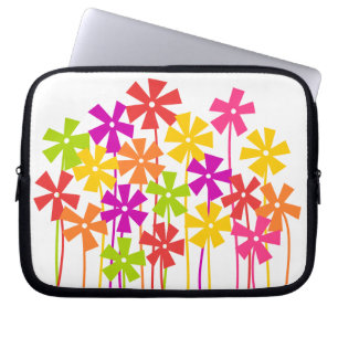 Süße rosa gelbe orange einfache Blumenzeichnung  Laptopschutzhülle