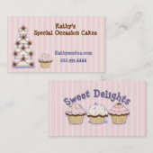 Süße rosa gestreifte Bäckerei-Visitenkarten Visitenkarte (Vorne/Hinten)