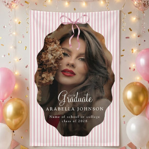 Süße rosa gestreifte Schleife Foto-Abschluss Banner