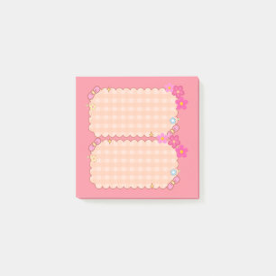 Süße rosa Gingham-Blumen-Coquette-Post-it-Notes Post-it Klebezettel