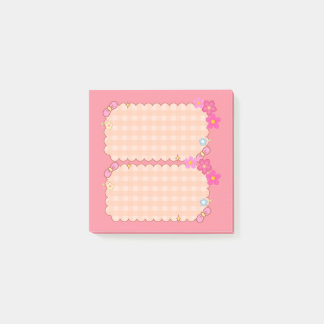 Süße rosa Gingham-Blumen-Coquette-Post-it-Notes Post-it Klebezettel