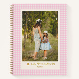 Süße rosa Gingham-Foto Notizbuch personalisiert