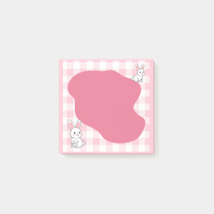 Süße rosa Gingham-Hasen-Notizblock-Post-it-Notizen Post-it Klebezettel