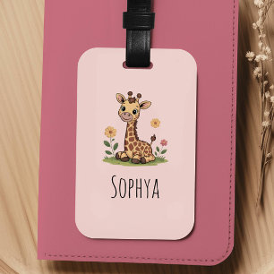 Süße rosa Giraffe Mädchen Kids Gepäckanhänger
