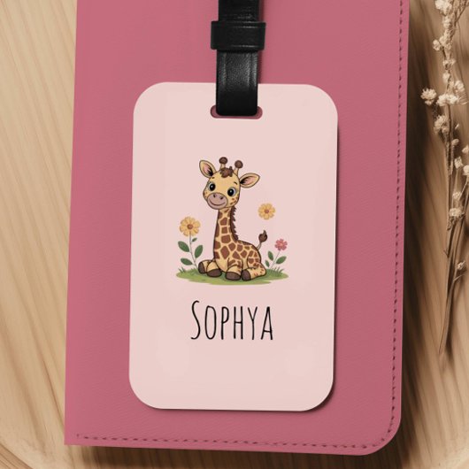 Süße rosa Giraffe Mädchen Kids Gepäckanhänger