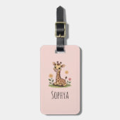 Süße rosa Giraffe Mädchen Kids Gepäckanhänger (Vorderseite vertikal)
