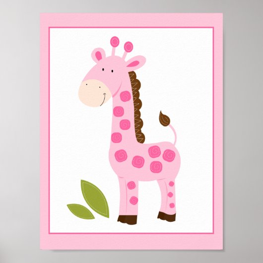 SÜSSE ROSA GIRAFFE WANDKUNSTDRUCK POSTER (Vorne)