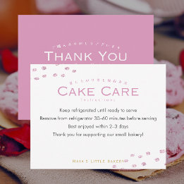 Süße rosa Glitter-Punkt-Torte Pflegehinweise Dankeskarte