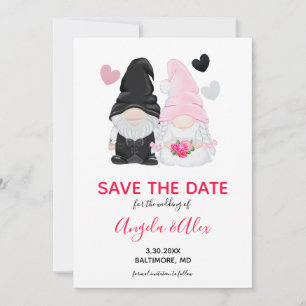 Süße rosa Gnom Braut und Bräutigam Hochzeit Save The Date