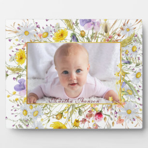 Süße rosa goldene florale Wasserfarbe Baby Mädchen Fotoplatte