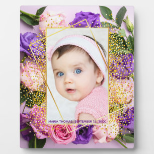 Süße rosa goldene florale Wasserfarbe Baby Mädchen Fotoplatte