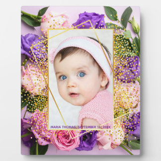 Süße rosa goldene florale Wasserfarbe Baby Mädchen Fotoplatte