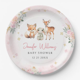Süße rosa goldene Winter-Baby-Party-Teller aus Pap Pappteller