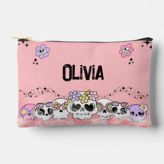 Süße rosa gothische Totenkopf-Halloween-Accessoire Zubehörtasche