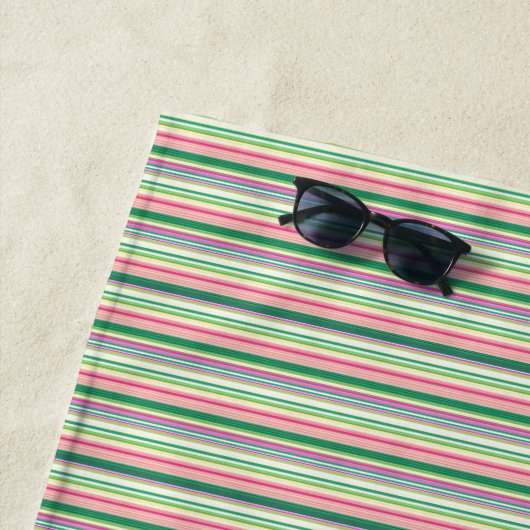 Süße rosa grüne Streifen Strandtuch (Beispiel)