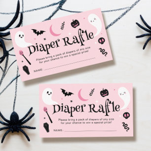 Süße rosa Halloween-Baby-Shower-Windel-Raffel Begleitkarte
