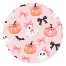 Süße rosa Halloween-Geister & Schleifen Muster Auf