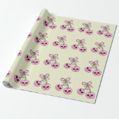 süße rosa Halloween-Kirsche Illustration Geschenkpapier (Ungerollt)