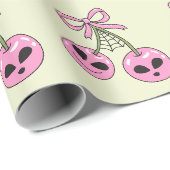 süße rosa Halloween-Kirsche Illustration Geschenkpapier (Rolleneckpunkt)