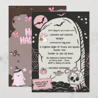 Süße rosa Halloween-Party-Einladung Einladung