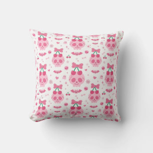 Süße rosa Halloween-Schädel-Wurfkissen - Kawaii Ch Kissen