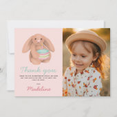 Süße rosa Häschen-Foto-Kinder-Geburtstag  Dankeskarte (Vorderseite)